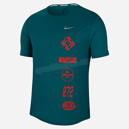 T shirt manches courtes de running homme Dri Fit Miler Wild Run NIKE Soldes En Ligne - -4