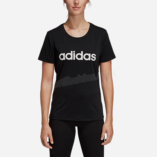 T shirt de training manches courtes femme avec logo Design 2 Move NOIR ADIDAS Soldes En Ligne - -6