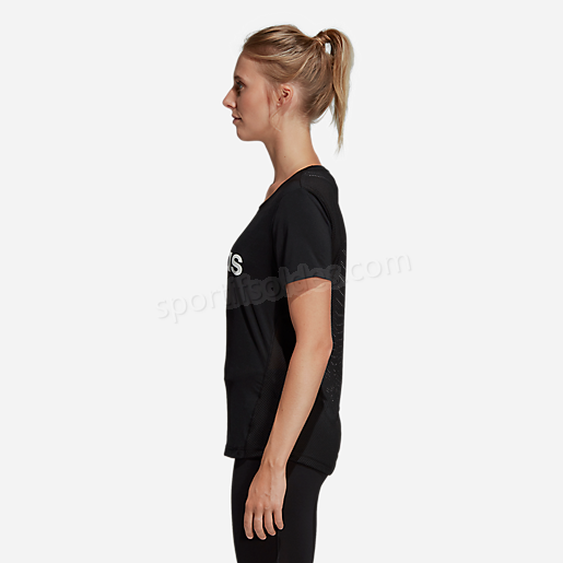 T shirt de training manches courtes femme avec logo Design 2 Move NOIR ADIDAS Soldes En Ligne - -1