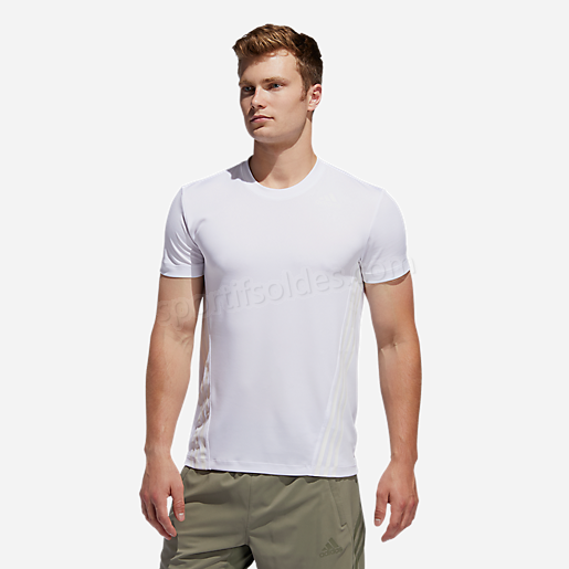 T shirt manches courtes homme Aero 3S Tee BLANC ADIDAS Soldes En Ligne - -3