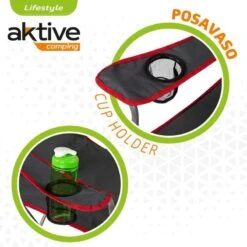 AKTIVE - Chaise Pliante Camping 64,50x49,50x82 Cm, Gris Foncé Et Rouge -Magasin De Sport aktive chaise pliante camping 6450x4950x82 cm gris fonce et rouge 2