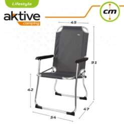 AKTIVE - Chaise Pliante Camping Fixe En Aluminium 54 X 57 X 91 Cm, Gris -Magasin De Sport aktive chaise pliante camping fixe en aluminium 54 x 57 x 91 cm gris 5