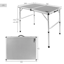 AKTIVE - Table De Camping Pliante, Réglable En 2 Hauteurs, 90x60x40/70 Cm, Gris -Magasin De Sport aktive table de camping pliante reglable en 2 hauteurs 90x60x4070 cm gris 3