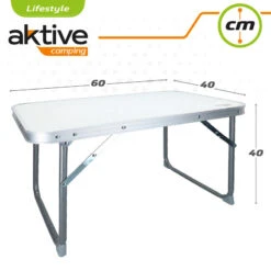 AKTIVE - Table Pliante . Table Basse Blanche En Aluminium - 40x60x40 Cm -Magasin De Sport aktive table pliante table basse blanche en aluminium 40x60x40 cm 3