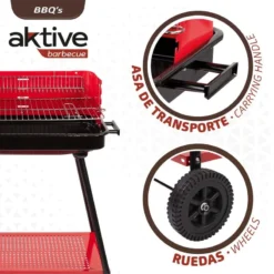 Barbecue Portable Au Charbon De Bois Pour 4 Niveaux Aktive -Magasin De Sport barbecue portable au charbon de bois pour 4 niveaux aktive 2