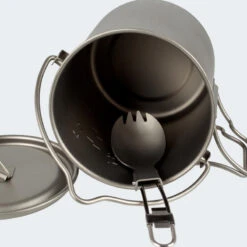 Batterie De Cuisine De Camping Set | Casseroles + Fourchette/Cuillère | Titane -Magasin De Sport batterie de cuisine de camping set casseroles fourchettecuillere titane 2