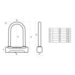 Cadenas Pour Vélo U-lock 448 ART4 180 X 245 Mm Noir -Magasin De Sport cadenas pour velo u lock 448 art4 180 x 245 mm noir 5
