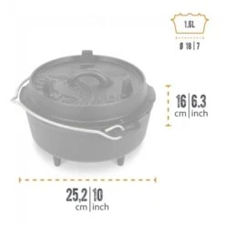 Petromax Dutch Oven FT3-3QT - Avec Pieds -Magasin De Sport petromax dutch oven ft3 3qt avec pieds 3