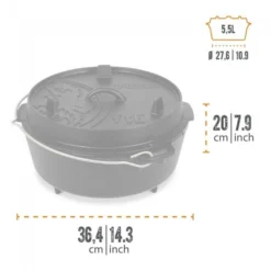 Petromax Dutch Oven FT6-6QT (avec Pieds) Ensemble - Poêle + Sac De Rangement + -Magasin De Sport petromax dutch oven ft6 6qt avec pieds ensemble poele sac de rangement 2