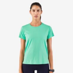 T-shirt Running Respirant Femme - KIPRUN Run 500 Dry Vert