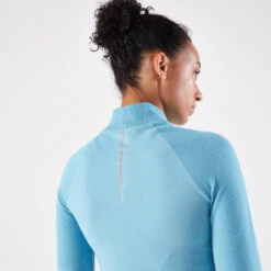 TEE SHIRT MANCHES LONGUES RUNNING SANS COUTURES FEMME - KIPRUN SKINCARE BLEU -Magasin De Sport tee shirt manches longues running sans coutures femme kiprun skincare bleu 5