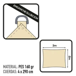 Voile D'ombrage Rectangulaire Aktive Garden Couleur Crème 6 Voile D'ombrage Rectangulaire Aktive Garden Couleur Crème -Magasin De Sport voile dombrage rectangulaire aktive garden couleur creme 2